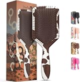 FRAMAR Paddle Brush for Thick Curly Hair Detangler Wet Hair Cow Print view 1