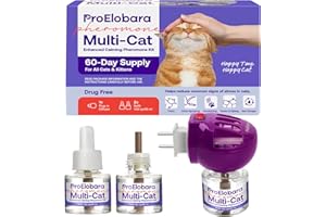 PROELOBARA Cat Pheromones Calming Diffuser Anti-Anxiety: Cat Calming Diffuser - Cat Pheromone Diffuser - Cat Diffuser Calming - Pheromone Diffuser to Calm Cats - Cat Anxiety Relief - 1 Diffuser & 2 Refills