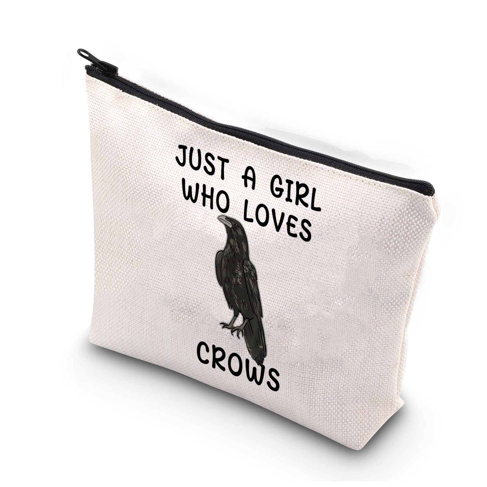 PLITI Crow Gift Crow Lover Gift Raven Crow Bird Lover Gift Just a Girl Who Loves Crows Makeup Bag for Crow Mom (Girl Loves crowsU)