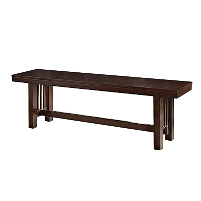Walker Edison 60" Wood Dining Bench, Armless, Seats 3, Brown
