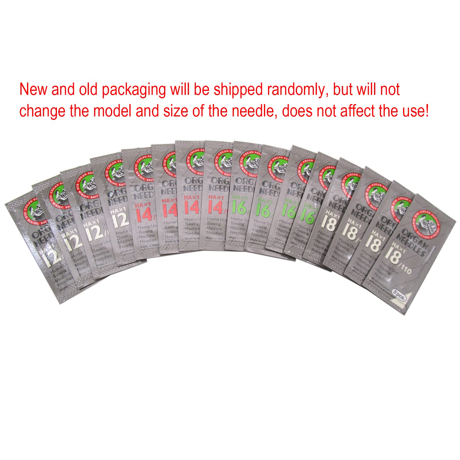 HAX1 Sewing Needles in Clear Plastic Box - Compatible/Replacement for Singer, Pfaff, Brother, RICCAR Brand - 80PCS (12/80, 14/90, 16/100, 18/110)