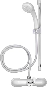 Croydex Shower Head and Hose Mixer Set with Riser Rail 1.5m White