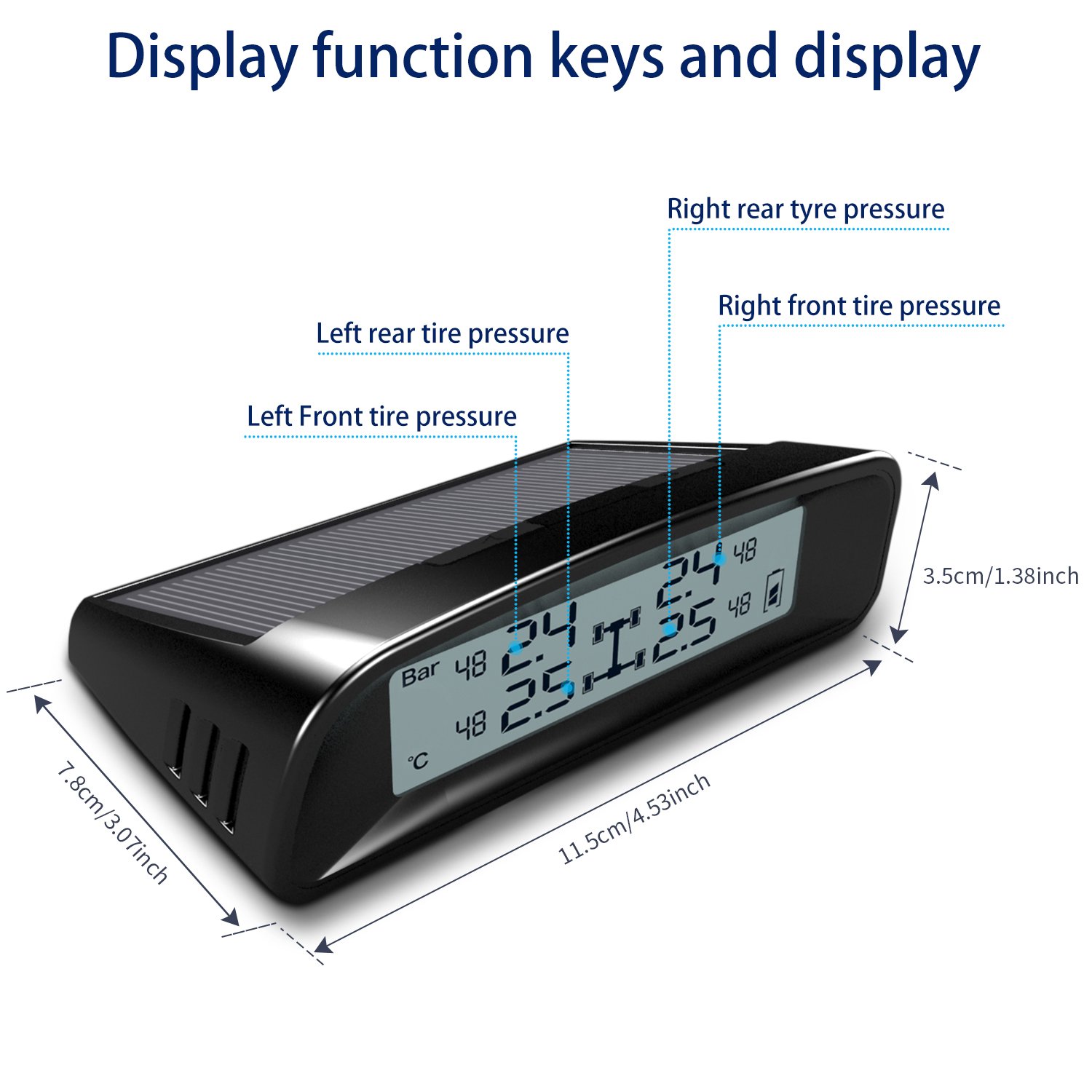DoHome Tyre Pressure Monitoring TPMS with 4 Sensor, Wireless Real-time Temperature Pressure