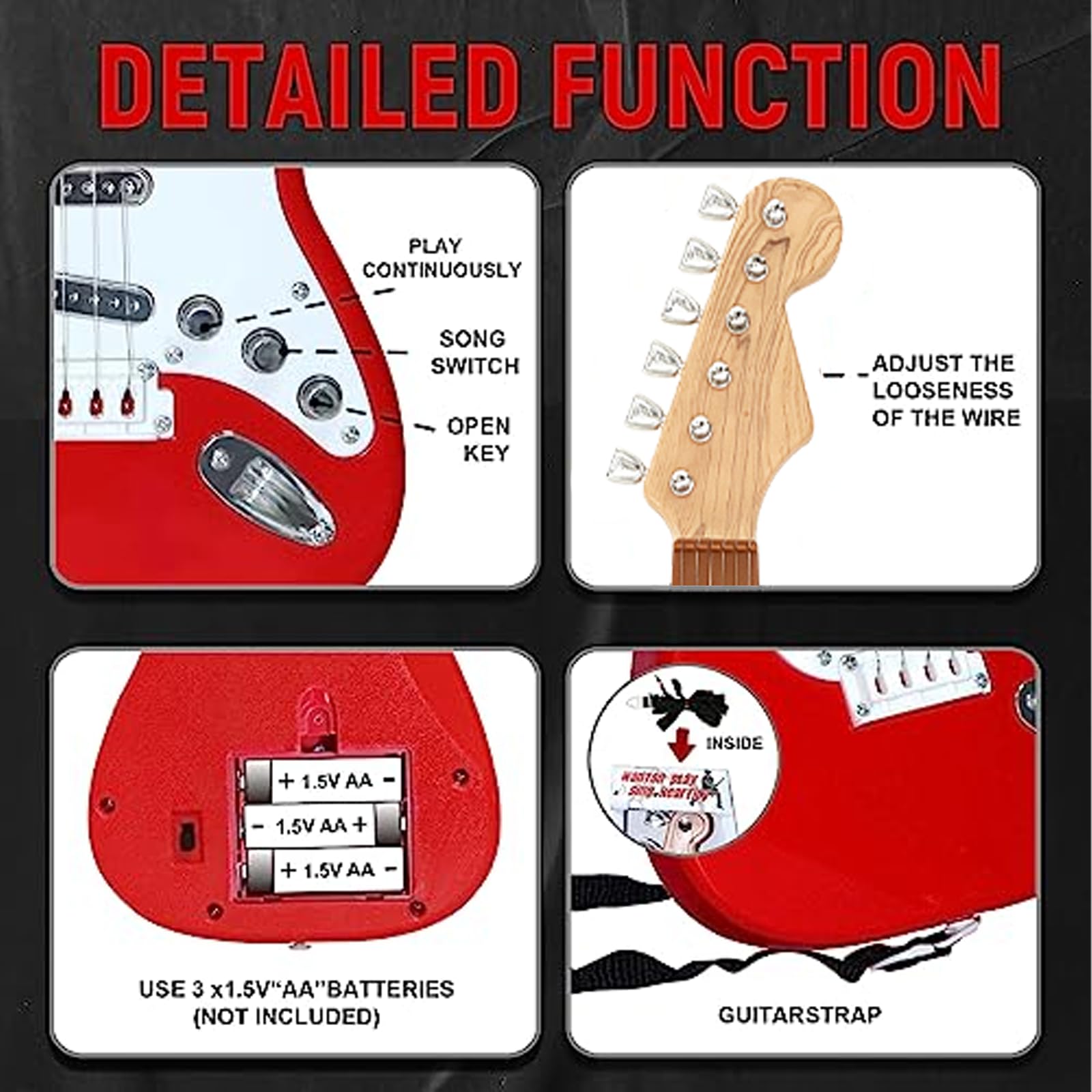 26 Inch Guitar Toy for Kids,Portable Guitar Toy Musical Instrument Toy, Educational Learning Musical Instrument Toy for Ages 3-12 Children Birthday Present for Beginner Children Boys Girls