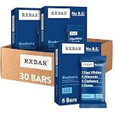 RXBAR Protein Bars, 12g Protein, Gluten Free Snacks, Blueberry (6 Boxes, 30 Bars)