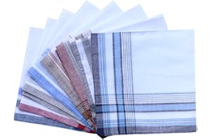 MileyMarla Assorted Pack of Mens White Color Border Cotton Handkerchiefs