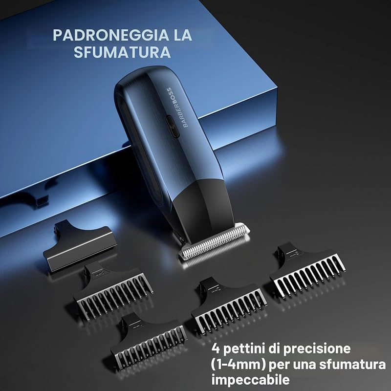 Rasoio elettrico da uomo 3 in 1, kit da viaggio per uomo, rasoio per barba e capelli, trimmer naso e orecchie, mini testina di rasoio, toelettatura maschile (Blu Navy Metallizzato)