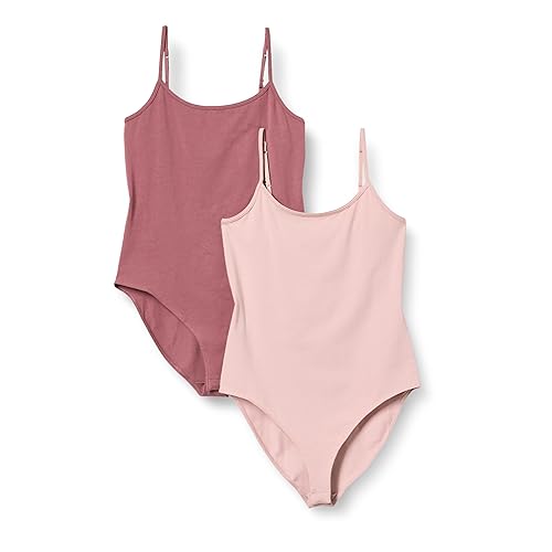 Amazon Essentials Women's Slim-Fit Cami Bodysuit, Pack of 2, Dusty Rose/Plum, XX-Large