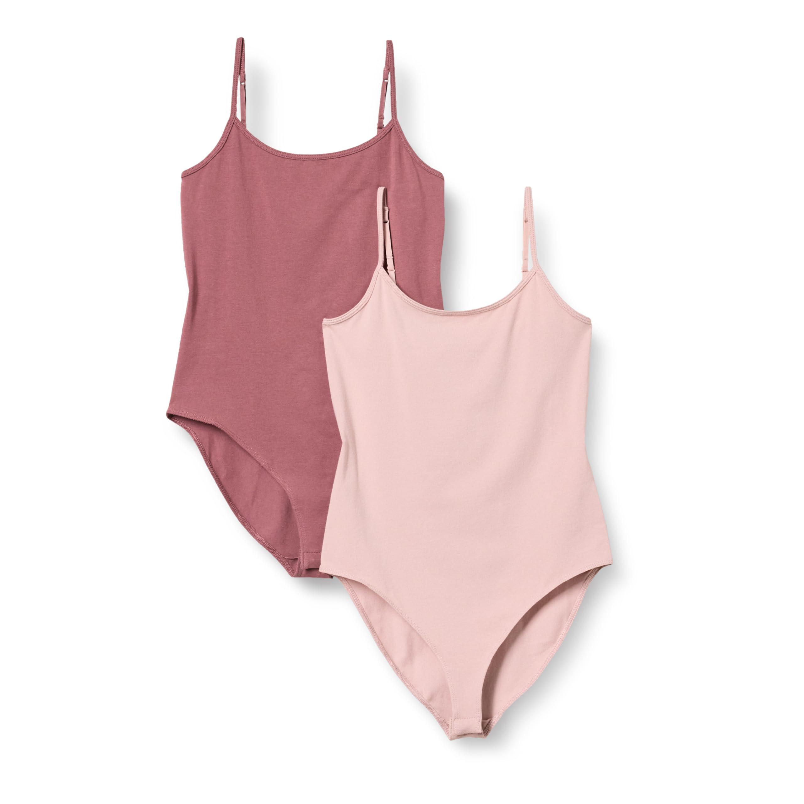 Photo 1 of Amazon Essentials Women's Slim-Fit Cami Bodysuit, Pack of 2, Dusty Rose/Plum, Medium