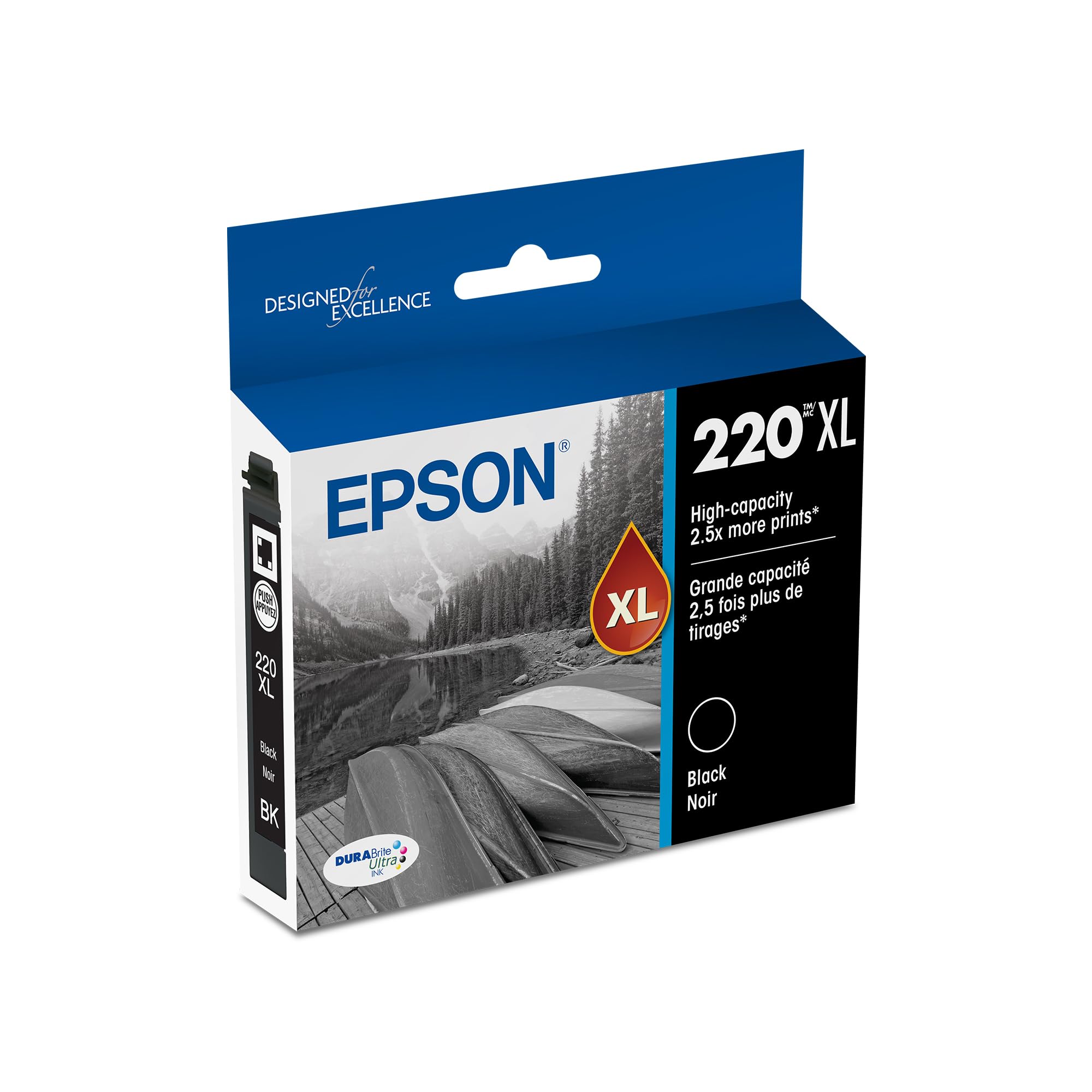 EPSON 220 DURABrite Ultra Ink High Capacity Black Cartridge (T220XL120-S) Works with WorkForce WF-2630, WF-2650, WF-2660, WF-2750, WF-2760, Expression XP-320, XP-420, XP-424