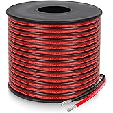 22 Gauge 2 Conductor PVC Tinned Copper Electrical Wire, 32.8FT/10M Red and Black Double Parallel Wire,0.3mm²，for DIY Projects, Home Electrical, Power Wiring,Car Speaker Wire, LED Wires.
