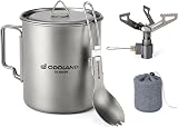 Odoland 750ml Titanium Mugs 1900W Stove Camping Set with Lid Spork view 1