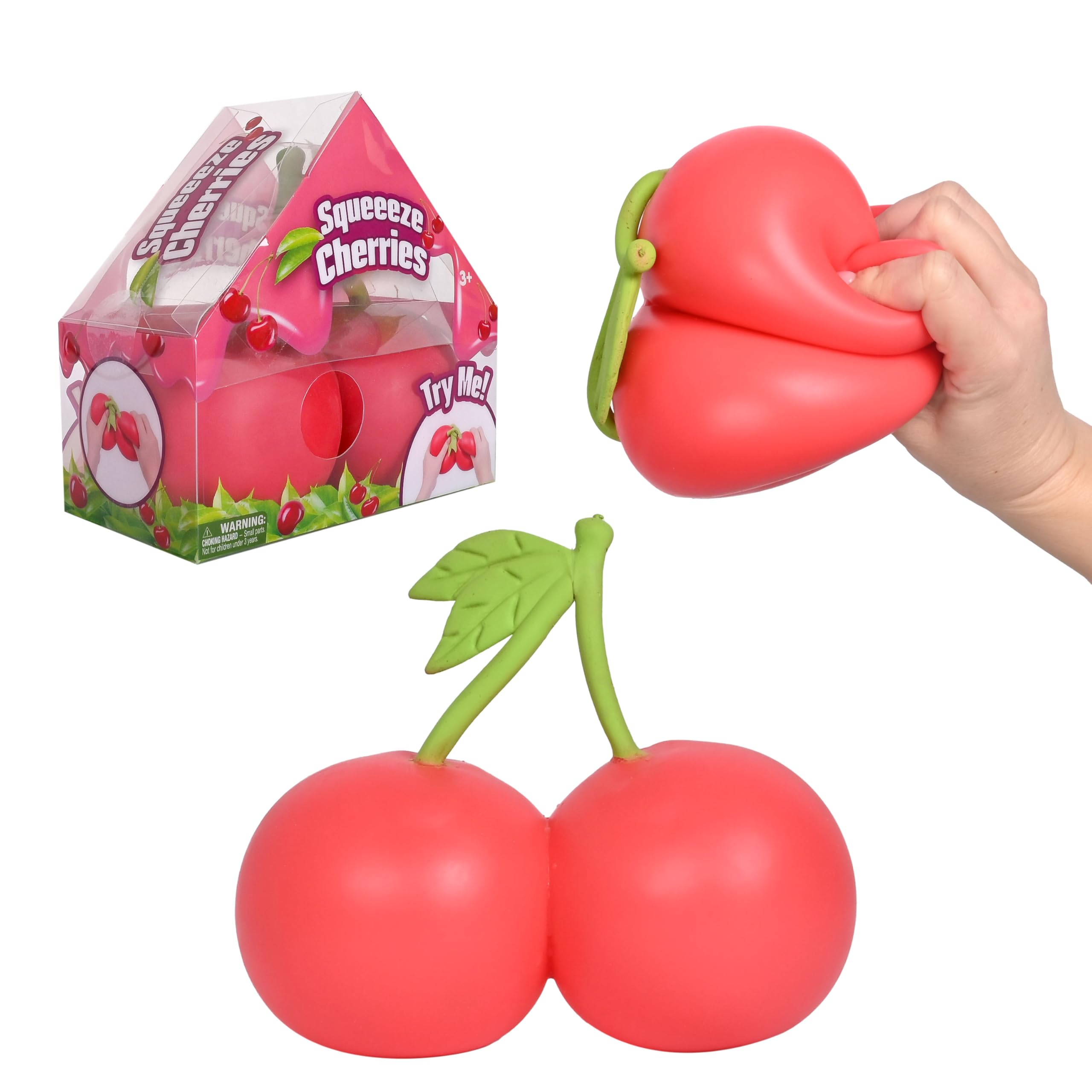Toymendous Squishy Cherries, Jumbo Sweet Fruit Stress Toy, Twin Cherry Fidget Fun, 5.5 Inch Squishy Fruit, Fidget Sensory Food, Jumbo Strss Relief Toy or Kids & Adults, Easter Basket Stuffer