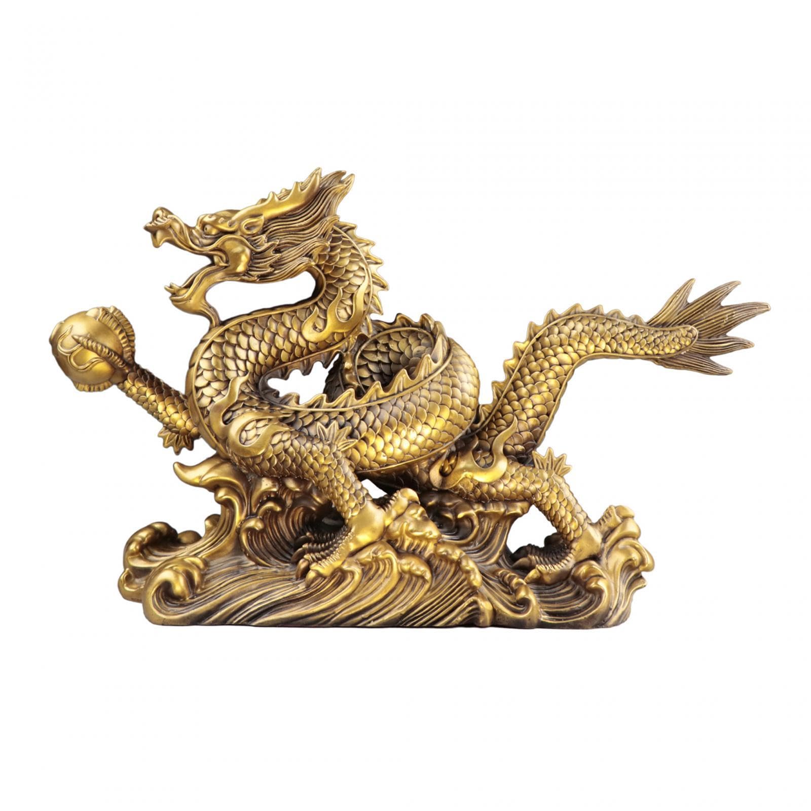 Qianly Feng Shui Dragon Statue,Chinese Dragon Figurine Ornament, Decor,Attract Wealth Sculpture Decorative Figurines for Home Decor