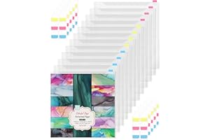 Anvin 12 Pcs Scrapbook Paper Storage Organizer for 12 x 12 Inch Paper with 60 Pcs Sticky Index Tabs Waterproof Individual Top Loading Files for Separating Scrapbook Paper, Vinyl Paper, Craft Paper