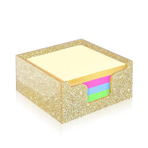 Sticky Note Holder Dispenser - Acrylic Base With Purple Metal Mesh, 3.5" Cube, Desk Organizer - View #2