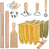 Pasta Making Tools, 9 PCS Wood Pasta Making Kit with Pasta Drying Rack, Pasta Roller, Gnocchi Board, Ravioli Cutter Pasta Making Accessories