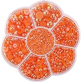 diyhub 5600 Pcs Half Round Pearls,Orange AB Flatback 7 Sizes Pearls for DIY Art Crafting,Jewelry,Making,Decoration
