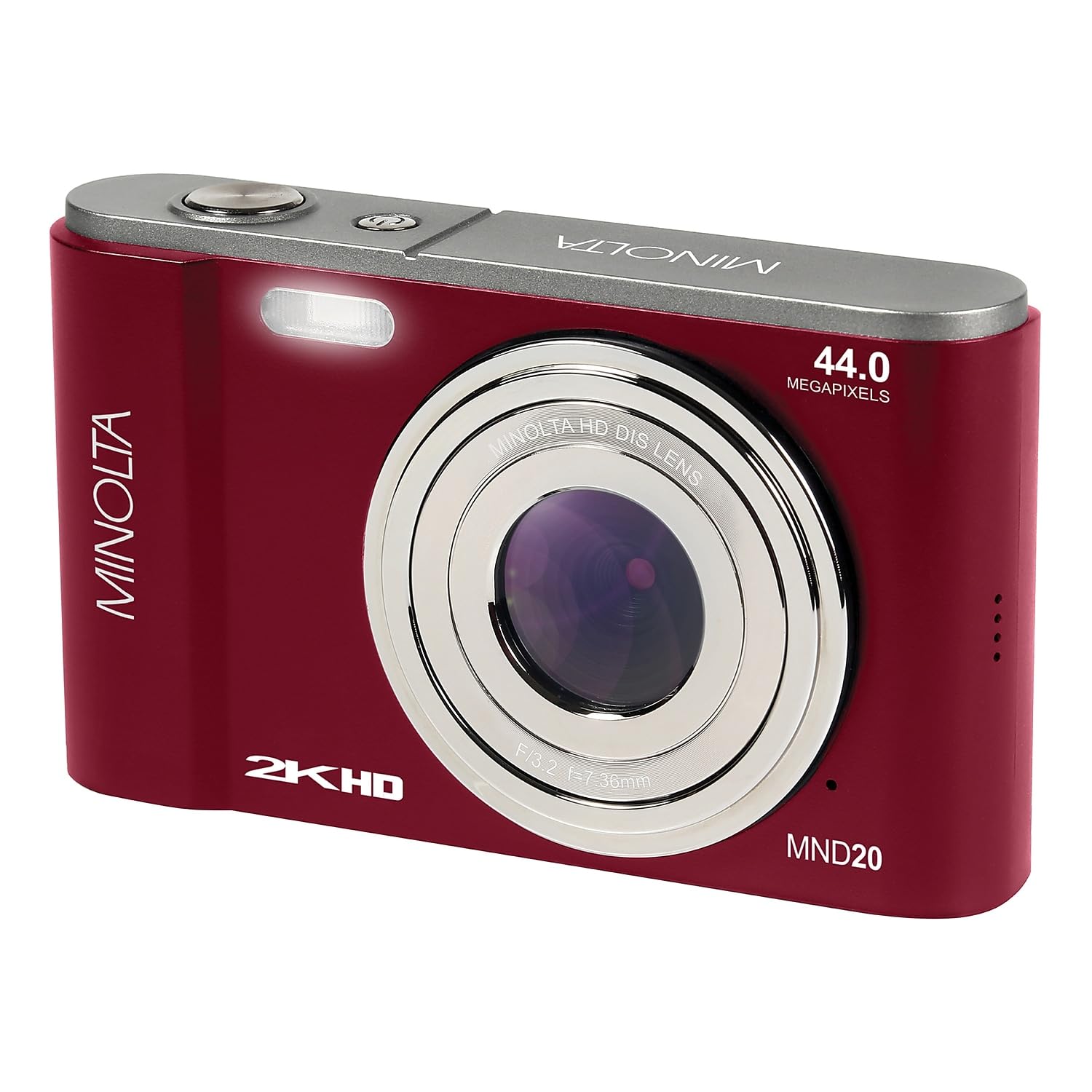 Minolta MND20 44MP Digital Camera – 2.7K Ultra HD Video, 16X Digital Zoom, Anti-Shake Stabilization, Time Lapse, Face Detection, 2.9-inch LCD Display – Lightweight Compact Camera (Red)