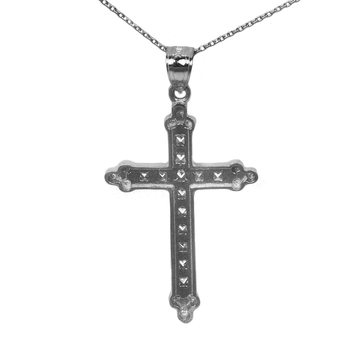 Ice on Fire Jewelry 14k Black Gold Cubic Zirconia Cross Pendant Necklace 20 Mariner Chain