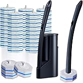 Disposable Toilet Brush with 50 Wand Cleaner Refills Pads,Wall Mounted Toilet Bowl Holder Set,Toilet Cleaning System Starter Kit,Bathroom Cleaning System for Sink Bathtub Wash Basin