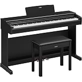 Yamaha Arius Series 88-Key Weighted Digital Piano Keyboard for Beginners, Full Size, Grand Piano Sound, 3-Pedal Unit, Bench Included, Classic Upright Design in Black, YDP-146B