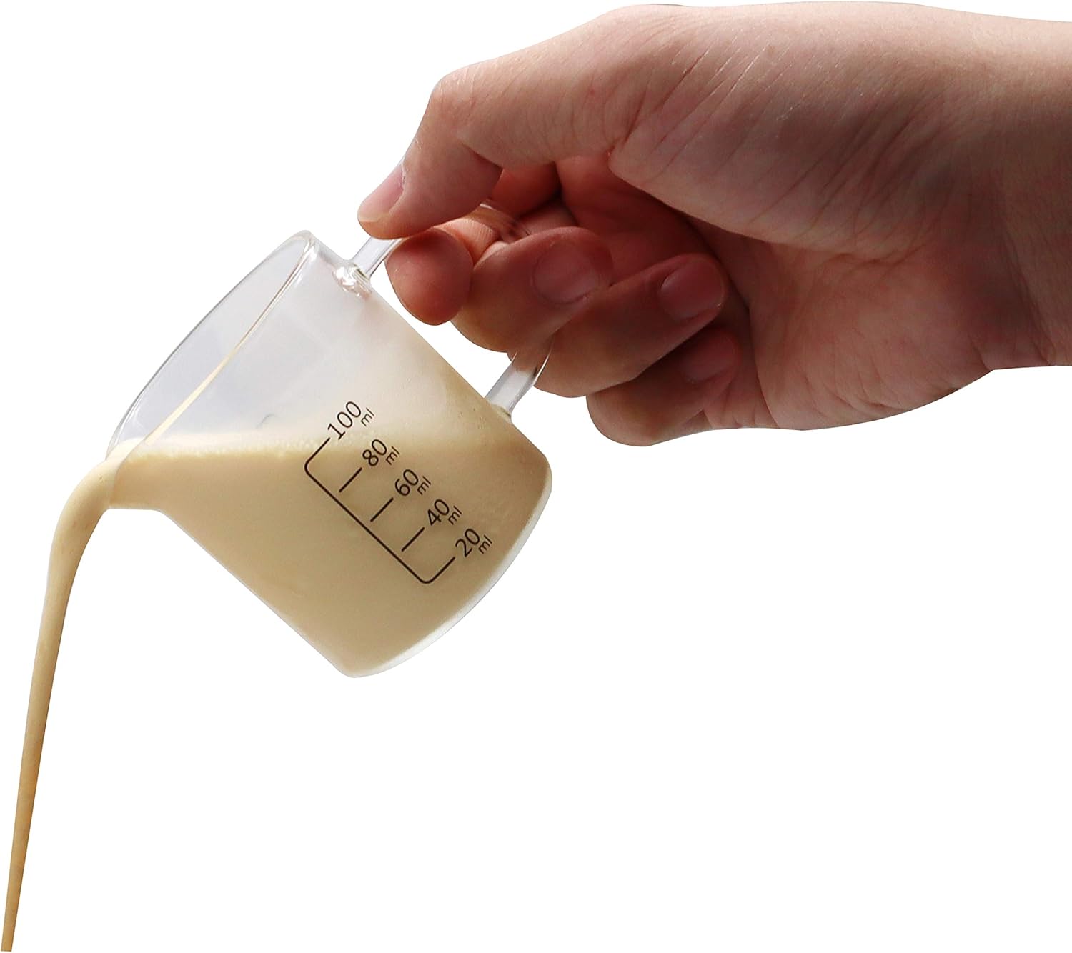 EIKS 2 Pack 3oz(100ml) Glass Measuring Cups Milk Frothing Pitcher for Coffee Espresso Cappuccino Latte Juice Maker in Kitchen Restaurant