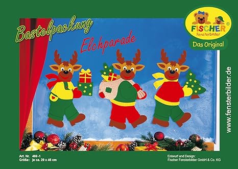 Fischer Fensterbilder Elchparade Bastelpackung Je Ca 29x46 Cm Zum Selberbasteln Basteln Mit Papier Und Pappe Zu Weihnachten Amazon De Kuche Haushalt