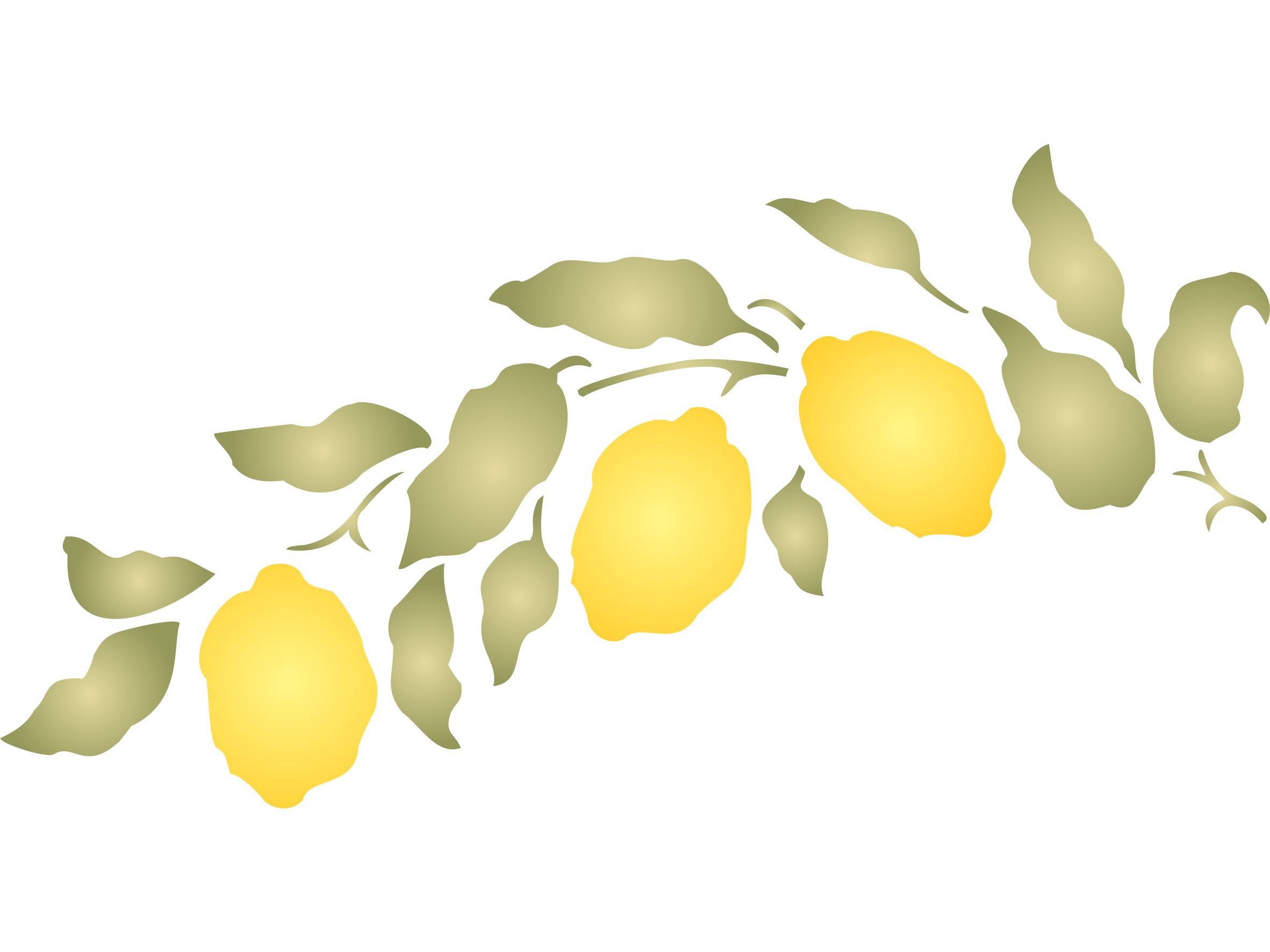 Lemon Branch Stencil - 32 x 16.5cm - Reusable Fruit Vegetable Kitchen Wall Stencil Template …