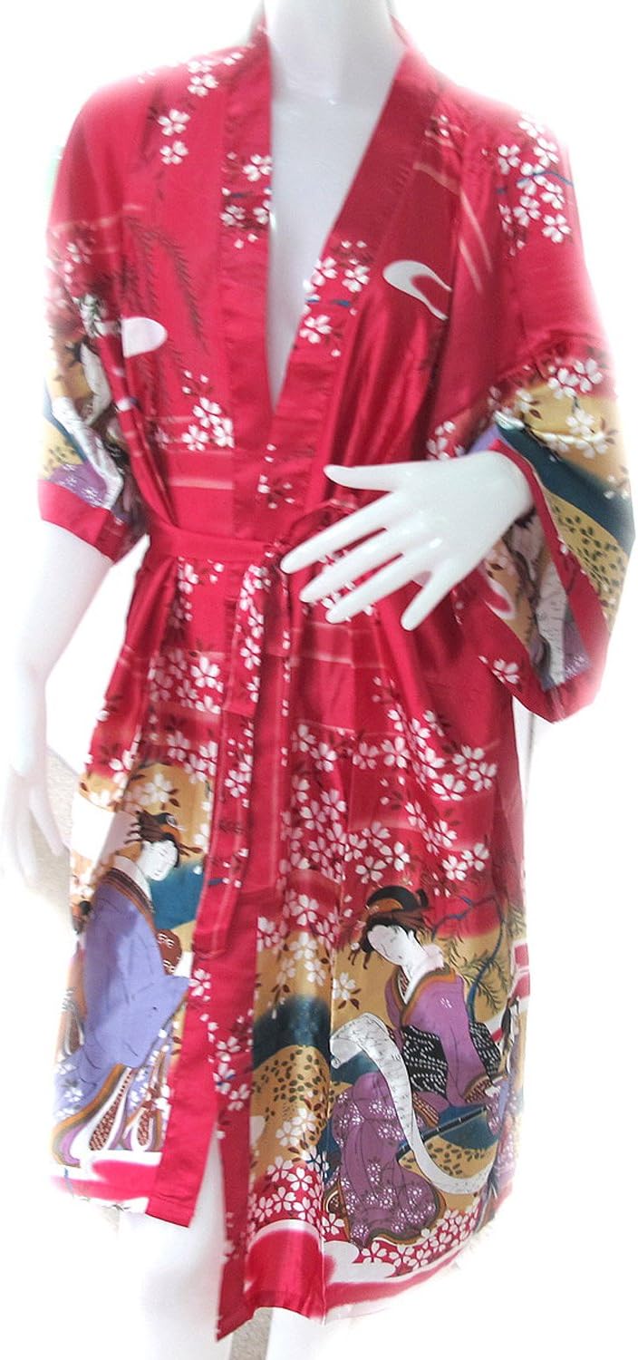 ThaiDanai Presents.Very Nice Bath Robe Japanese Kimono Satin and Silk