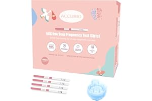 ACCUBIO Pregnancy Test Strips with Urine Cups, hCG Early Pregnancy Detection Home Test, Over 99% Accurate, 50 Count Individually Wrapped, Rapid Early Pregnancy Tests Kit 5mm Wider 25mIU/mL