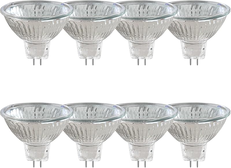 Caldarax 8 Pack MR16 Halogen Bulbs 12V GU5.3 20W Dimmable 2700K 210LM