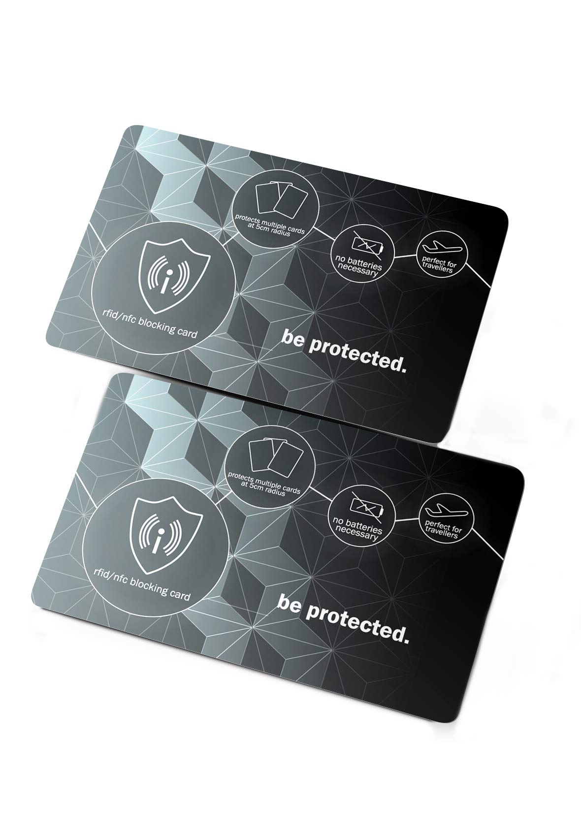 NEVEQ RFID & NFC Blocking Card - Anti-Theft Security for Credit/Debit/ID Card. Secure Your Identity and Finance Information with a Slim-Design Card Protector, 2 pcs. (Black-Grey)