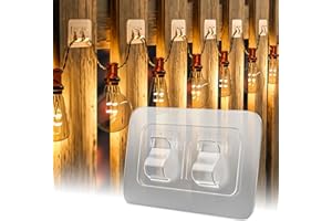 IFLOH Hooks for Outdoor String Lights Clips: 100Pcs Heavy Duty Cable Clips with Waterproof Adhesive Strips for Hanging Christmas Light - Outside UV-Resistant Clear Sticky Cord Holders Rope Organizer