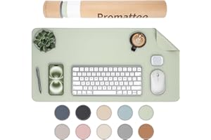 PROMATTOO Oversized Non-Slip Desk Pad Protector with Premium Gift Box – Vegan Leather Waterproof Laptop Mat for Keyboard & Mouse, Grips Desk Firmly – Large Office Pad– Matcha Green
