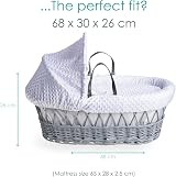 Clair de Lune Dimple Grey Wicker Moses Basket UK Handmade 9 kg BS EN 1466 view 3