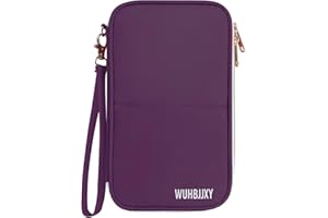 WUHBJJXY Multifunctional, Practical, RFID Family Passport holder, Travel wallet (Purple), Travel document manager, Passport Bag, Three-layer Design, Multiple Pockets，Big Storage