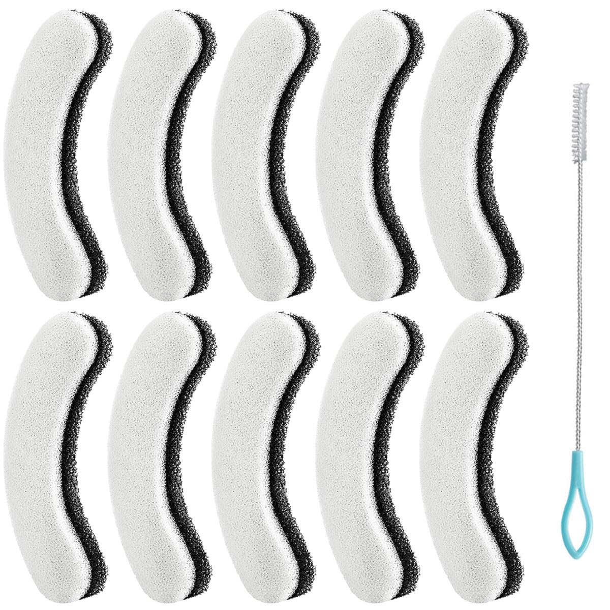 Acmerota Cat Water Fountain Filters for NPET 1.5 L Cat Dog Fountain, Arc-Shaped Sponge Filters for WF050 WF100 Cat Water Dispenser, Washable Replacement Filters with Triple Filtration System, 10 Pack