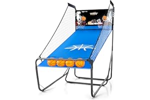 PLAYAPUT Basketball Arcade Game,Height Adjustable Basketball Shooting Game with 8 Game Modes, Arcade Sounds,4 Balls, Air Pump, LED Display,Foldable Indoor Basketball Games for All Players