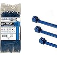 Kable Kontrol Metal Detectable Zip Ties – 8” Inch Long – Blue - 40 Lbs Tensile Strength – 100 Pcs/Pack | Iron Impregnated Nylon 6-6 | Durable | Cable Management Wire Wraps