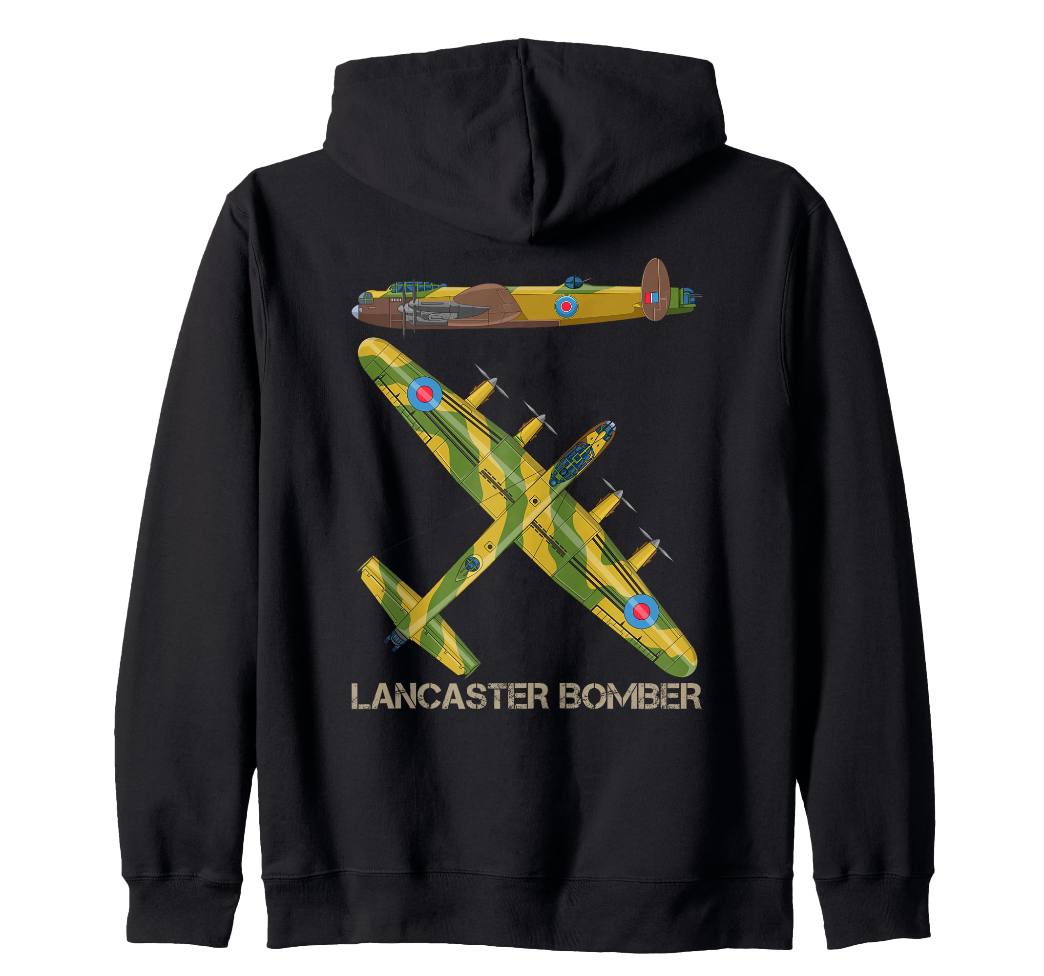 Lancaster Bomber WW2 British Aircraft Plane Diagram Zip Hoodie