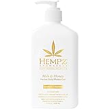 Hempz Milk & Honey Herbal Body Moisturizer with Jojoba Seed, Cocoa Butter, 17 oz. - Fragranced, Everyday Body Lotion with Aga