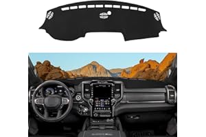 Rilsen Dashboard Cover Mat Custom Fit for 2019-2023 2024 2025 2026 Dodge Ram 1500 2500 3500 Dash Cover Nonslip Flannel Dash Mat Protector Sunshade No Glare Black