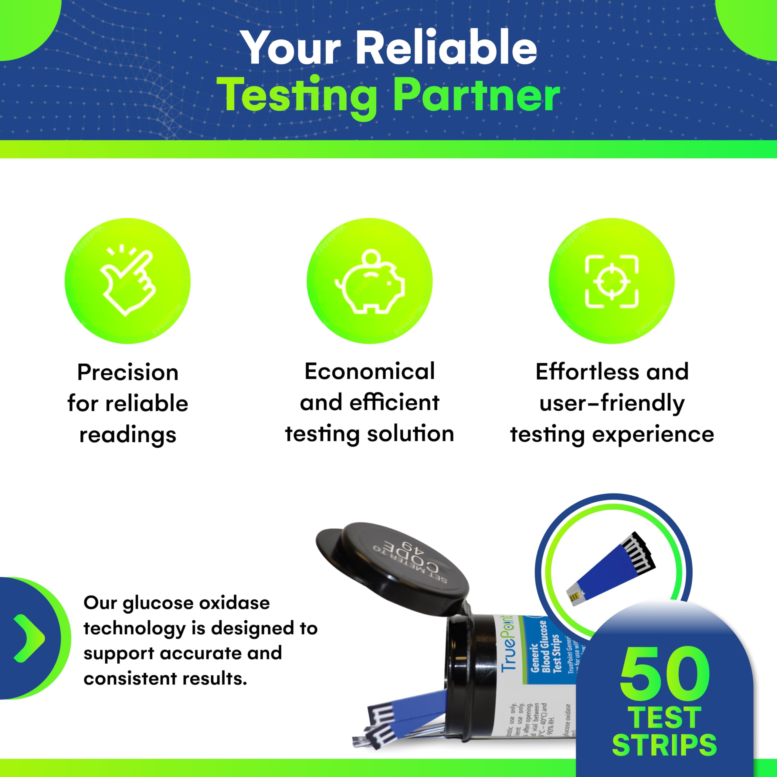 TruePoint Blood Glucose Test Strips – 50 Count – Compatible with Ultra, Ultra2, UltraMini & UltraSmart Meters – Glucose Strips for Blood Testing for Home Use