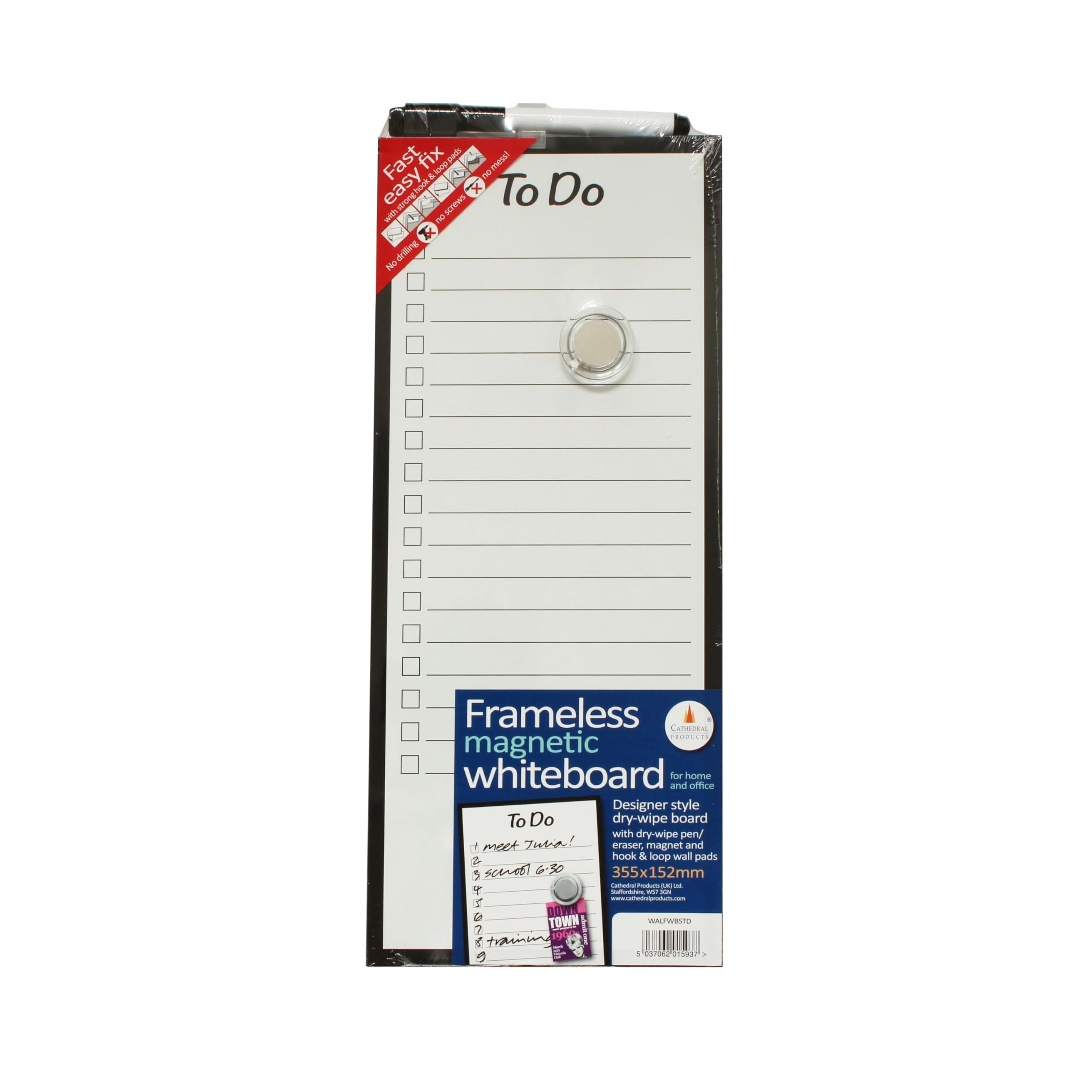 Cathedral Products | Easy Fix Frameless Dry to Do Planner - 15 x 35cm