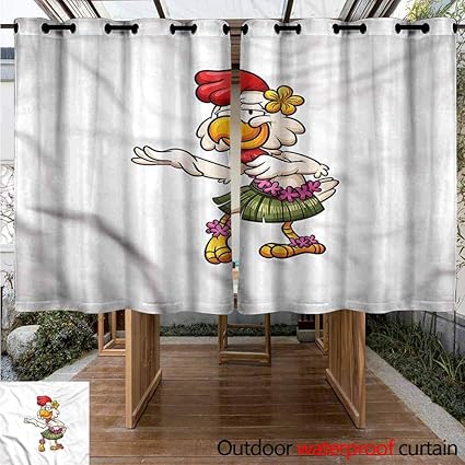 Amazon Com Sunnyhome Custom Outdoor Curtain Chicken Hawaiian