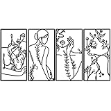 Peryiter 4 Pieces Metal Minimalist Wall Art Set Metal Line Wall Decor Metal Wall Art Hanging Abstract Wall Art Minimalist Dec