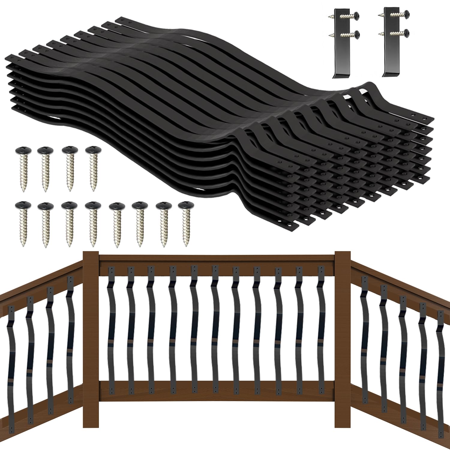 Hypergiant Iron Deck Balusters 60Pack 29.5" Inches Heavy Duty Deck Spindles Balusters with Screws,Me
