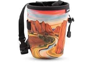 GNARLY DOOD Rock Climbing Chalk Bag | for Outdoor, Gym, & Bouldering | Adjustable Waist Belt, Durable Drawstring Closure, & Zippered Pocket