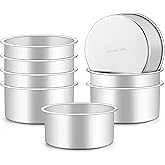 Onader 4 Inch Cake Pans Sets of 8 for Baking, Stainless Steel Mini Round Smash Cake Bake Pan, Small Size & Non Toxic for Birthday Wedding